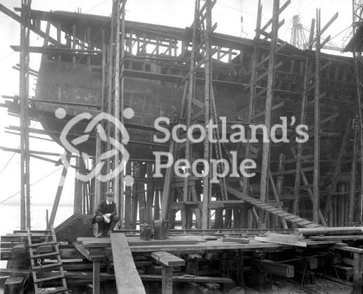 Stern of HMS Tiger under construction on the slip way