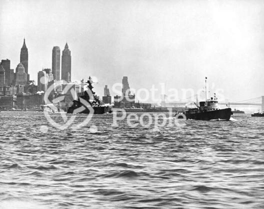HMS Malaya leaving New York harbour