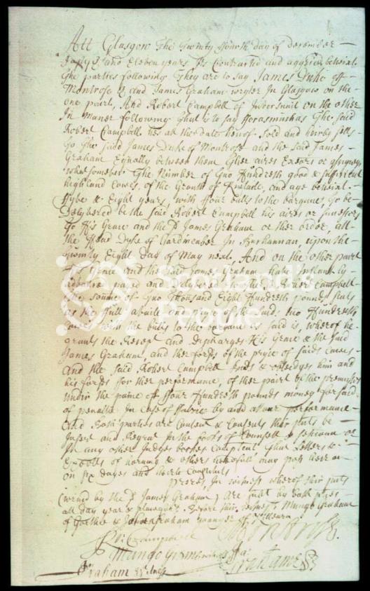 Rob Roy's contract with the Duke of Montrose
