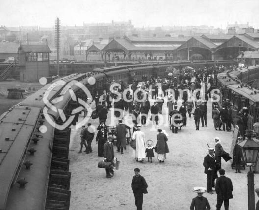Arrival of London train at Inverness Station
