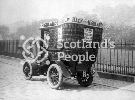 Motor car advertising Highland Railway hotels and tours