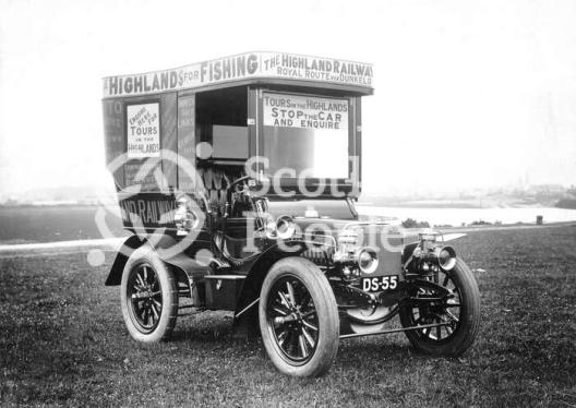 Motor car advertising Highland Railway hotels and tours