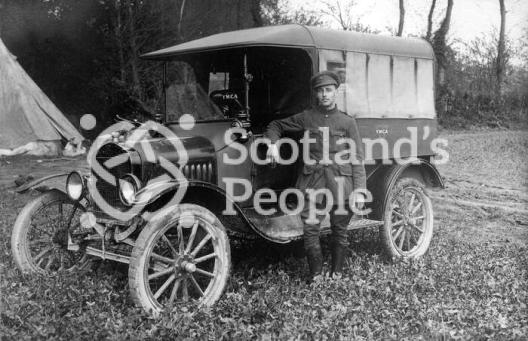 YMCA driver with YMCA van, 3rd Army, France 1918