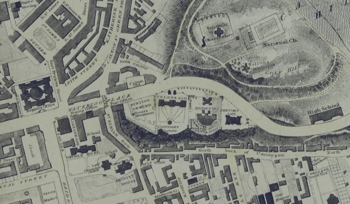 Detail from John Wood's 1820 plan of Edinburgh City.&nbsp;NRS, RHP13044/16