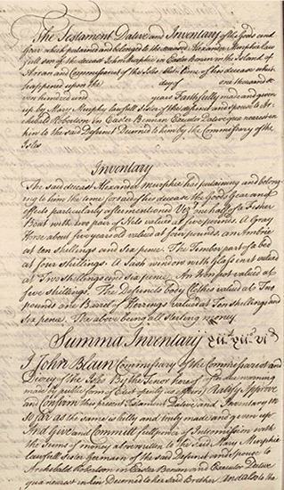 Thumbnail image of the main parts of a testament dative from the 18th century NAS ref. CC12/3/6 p16