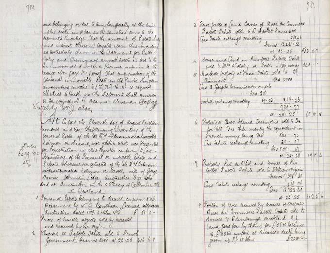 A page from Princess Titaua’s inventory. Crown copyright, NRS, Wills and Testaments, SC20/50/84 pages 780-781