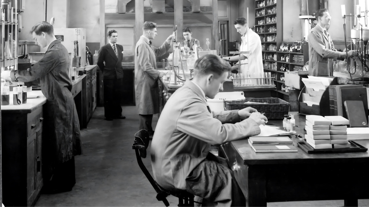 Scientists in a laboratory conducting research