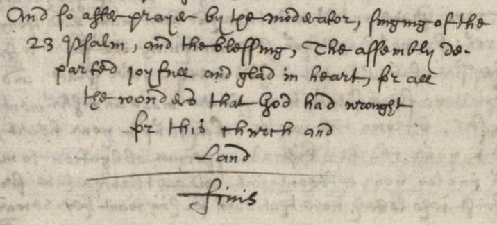 The closing passage from the Register of General Assembly at Glasgow, 1638. NRS, CH1/1/4 page 278