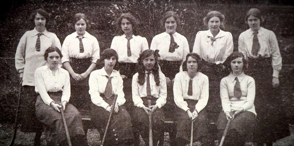 Jane Haining [in the school hockey team] at Dumfries Academy, front row, second right. c 1909-1916.