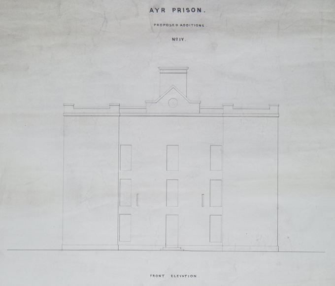 Architectural elevation by the architect Thomas Brown relating to proposed additions to Ayr prison, 1849 Crown copyright, NRS, RHP21332